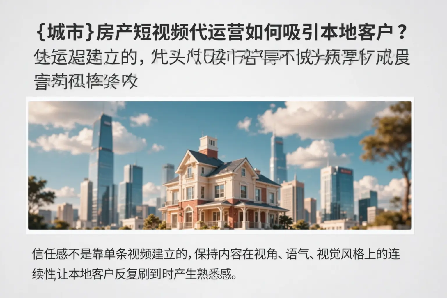 云浮房产短视频代运营如何吸引本地客户?