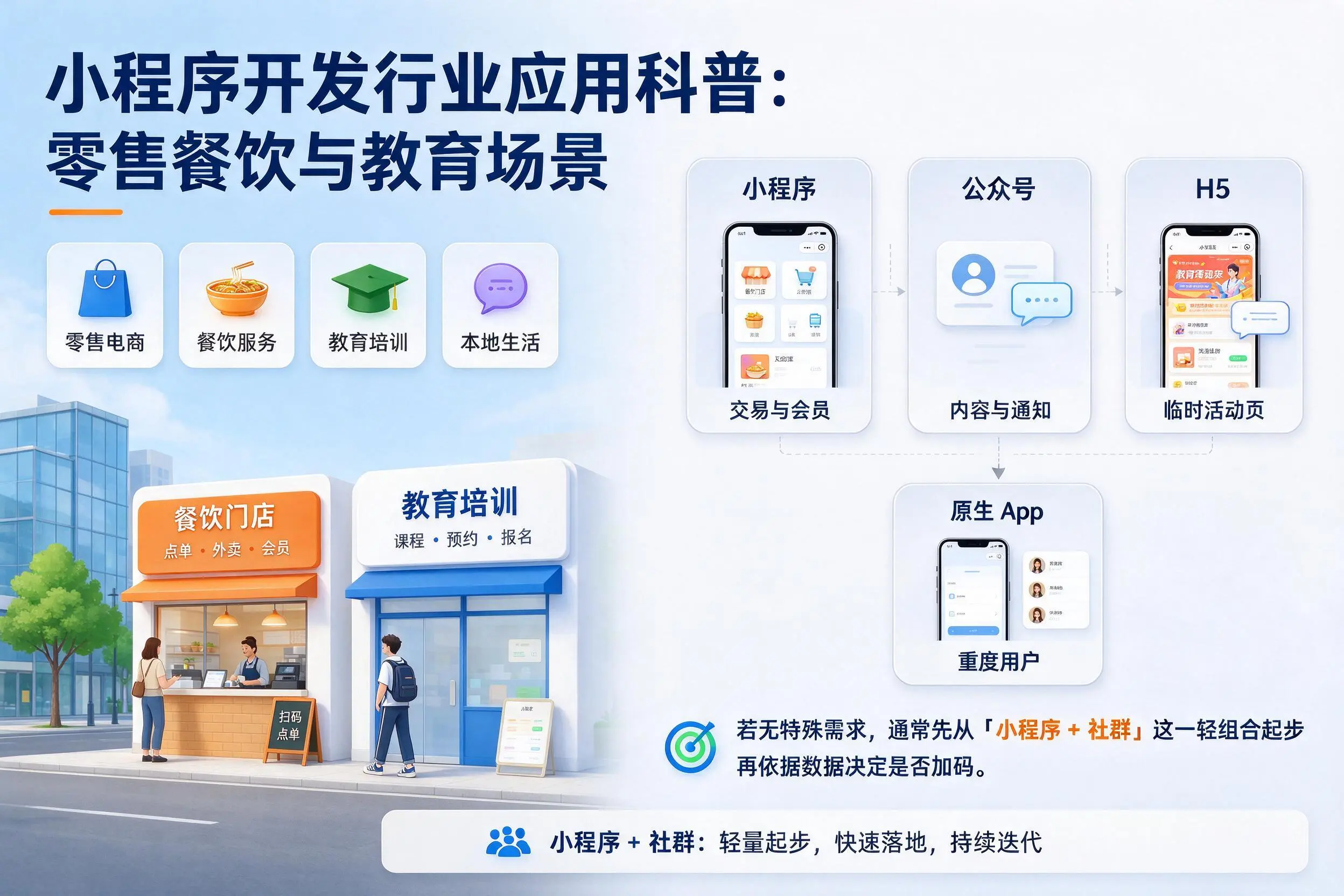 云浮小程序开发行业应用科普:零售餐饮与教育场景