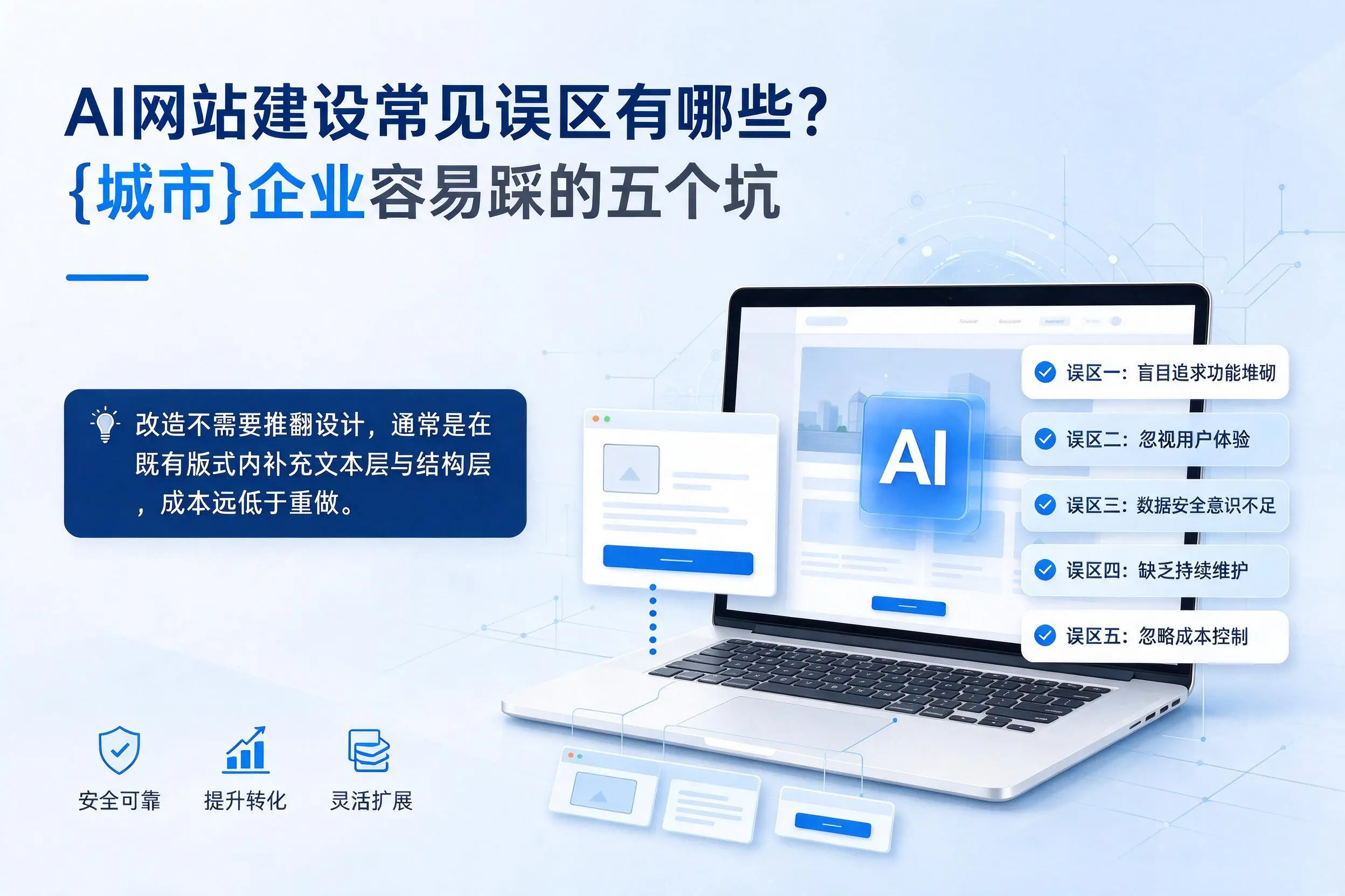 AI网站建设常见误区有哪些？云浮企业容易踩的五个坑