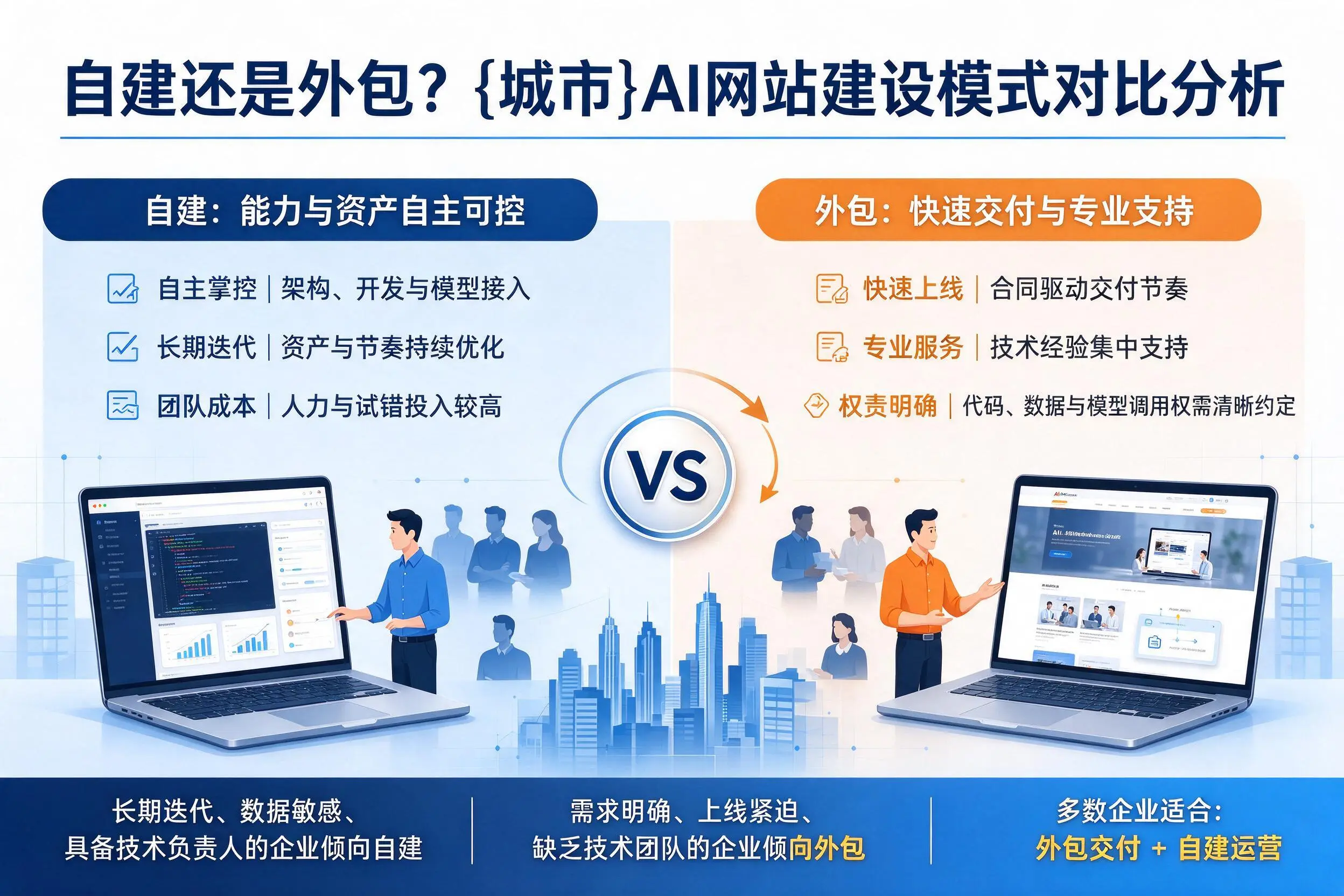 自建还是外包?云浮AI网站建设模式对比分析