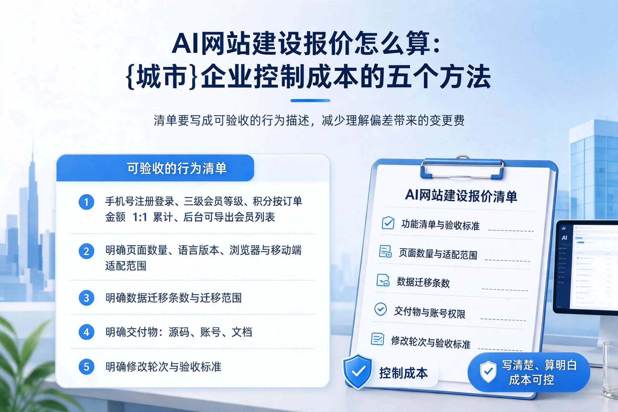 AI网站建设报价怎么算:云浮企业控制成本的五个方法
